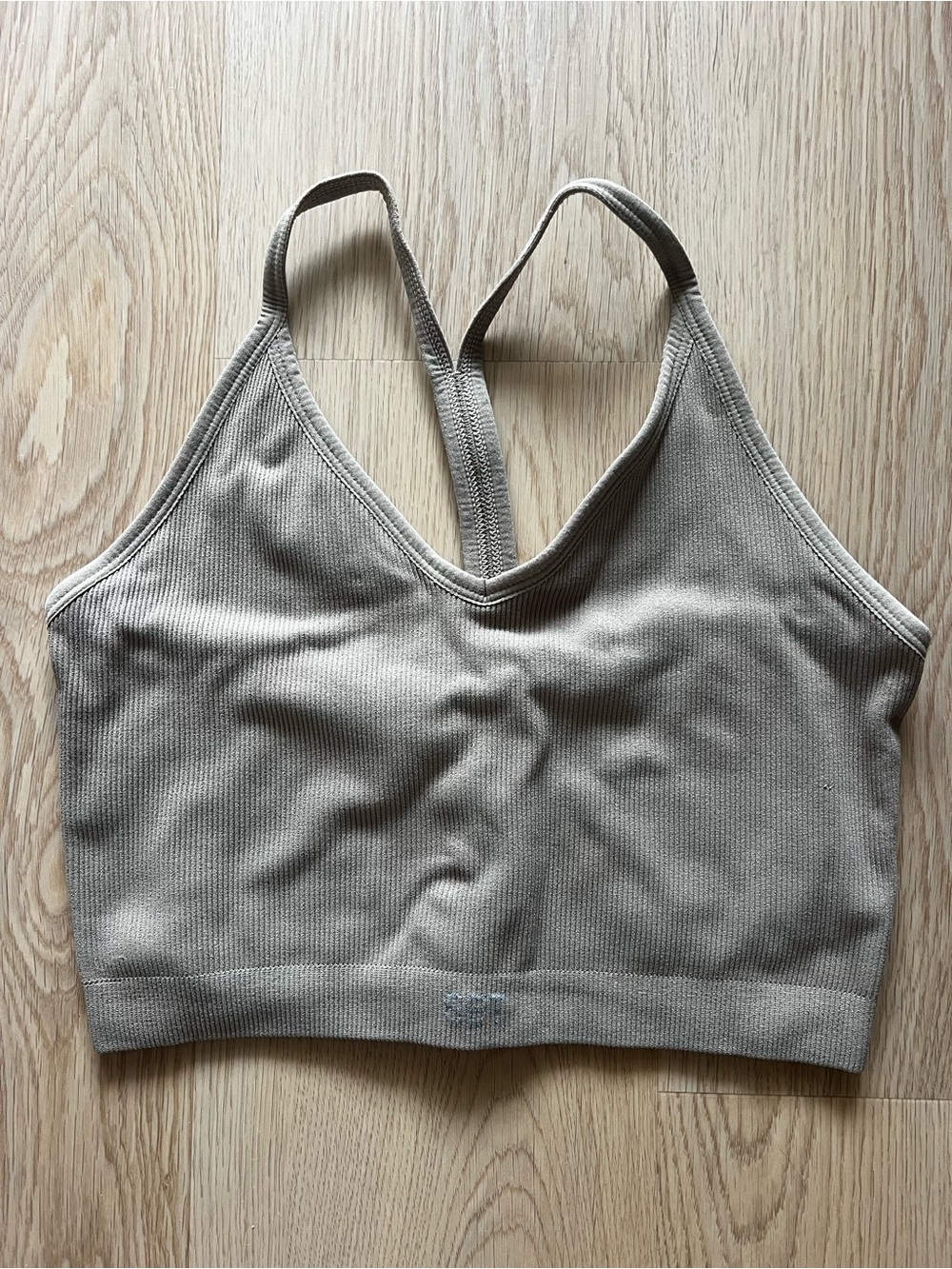SET Active Sculptflex Ribbed Crop Tank in Sand, size M